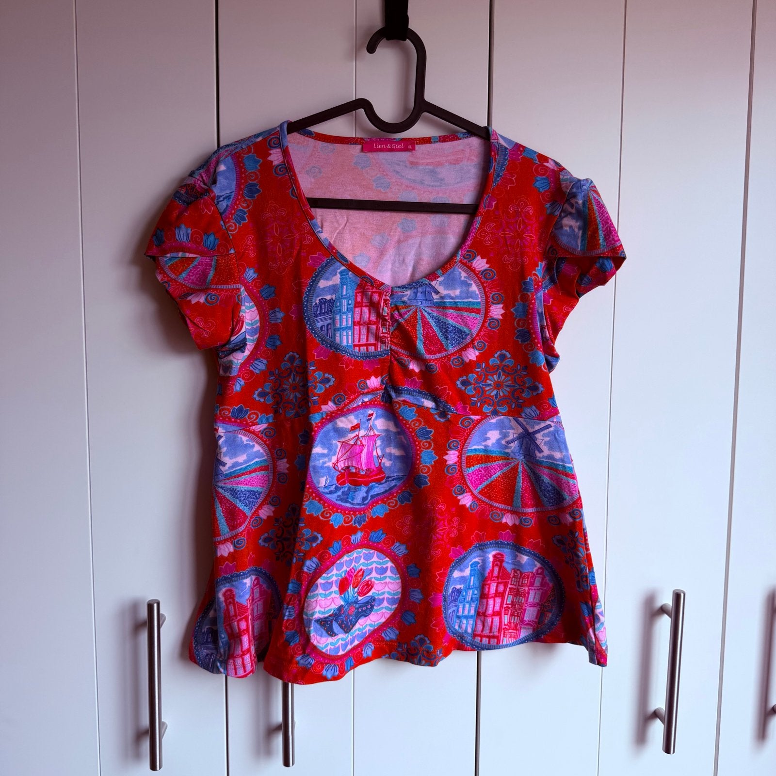 Lien & Giel T-shirt met Hollandse print - Maat xl, Maat 46/48 (XL) of groter, Ophalen of Verzenden, Zo goed als nieuw, Korte mouw