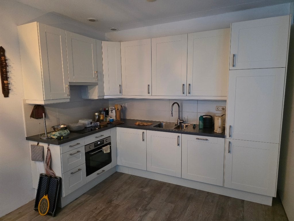L-Keuken in goed staat inclusief alle apparatuur, Huis en Inrichting, Ophalen, Gebruikt, Wit, Hoekkeuken