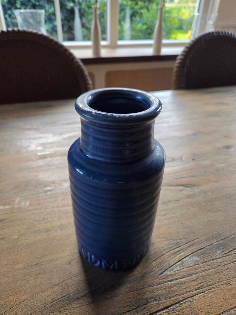 Blauwe bloemen vaas, Ophalen of Verzenden, Blauw, Glas, Minder dan 50 cm