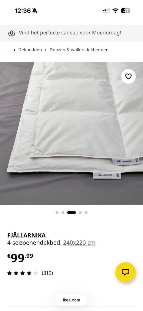 IKEA FJÄLLARNIKA 4-seizoenen dekbed 240x220 cm, Ophalen, Wit, Tweepersoons, Deken of Dekbed