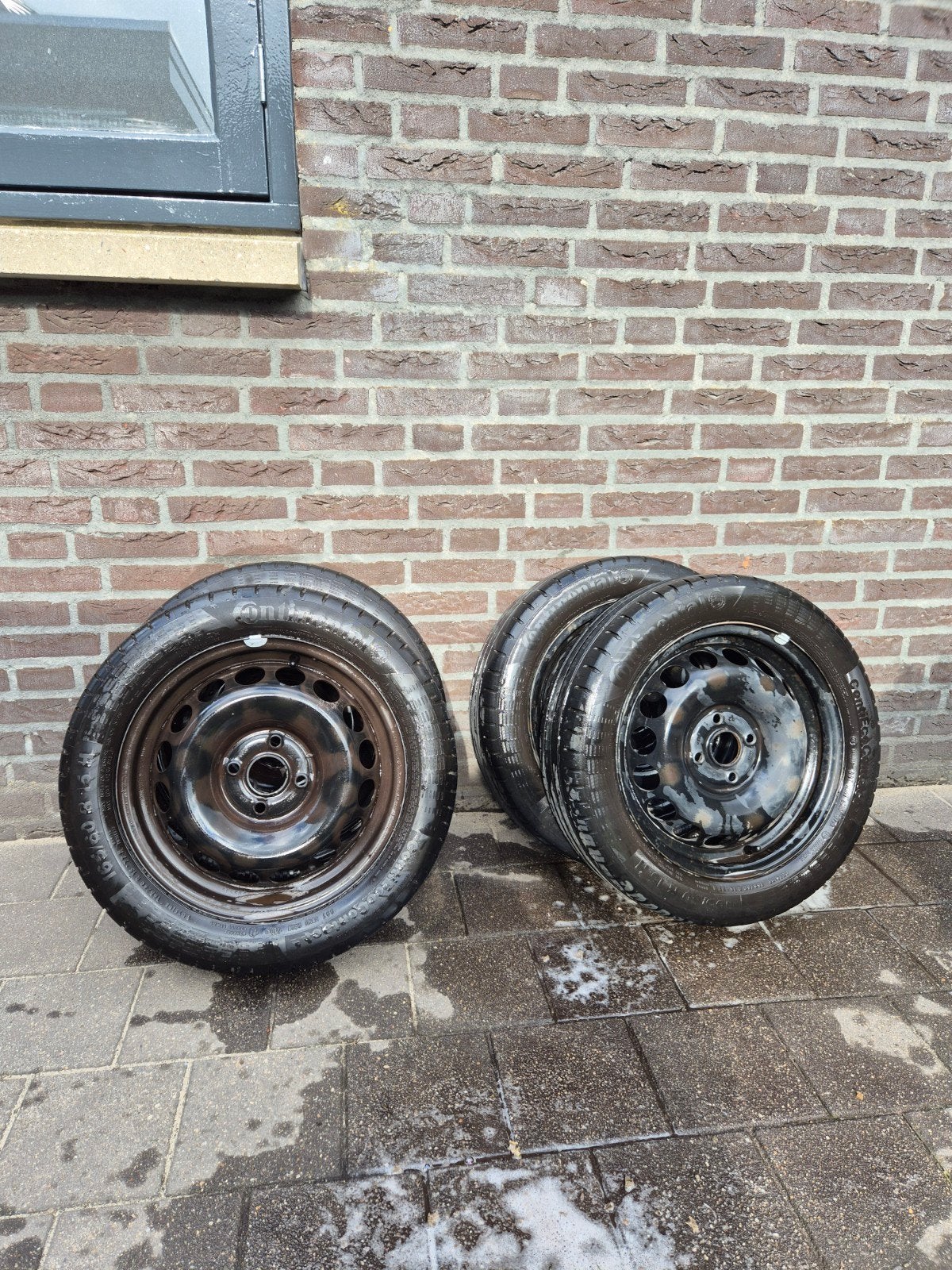Stalen velgen met 165/60 R15 banden voor C1 108 aygo, Auto-onderdelen, Banden en Velgen, Gebruikt, 15 inch, Banden en Velgen, Ophalen of Verzenden