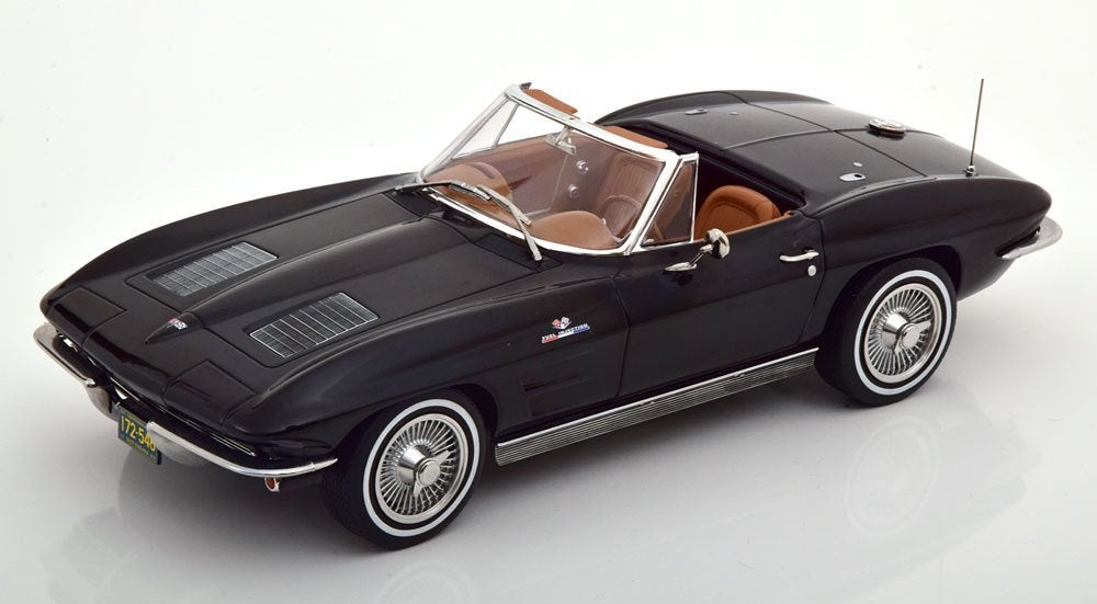 1:18 Norev 1963 Corvette C2 zwart, Ophalen of Verzenden, Nieuw, Auto, Norev