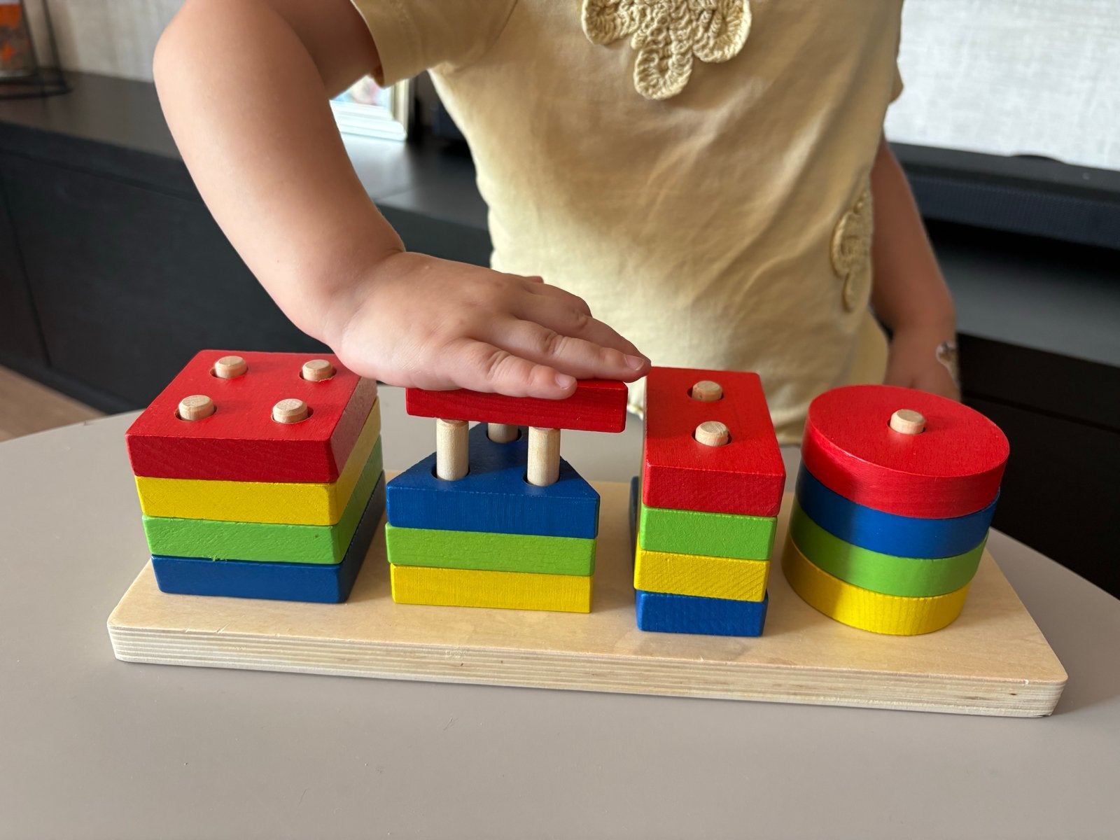 Houten Stapelblokken Sorteerspeelgoed voor Baby's, Ophalen, Zo goed als nieuw, Overige typen