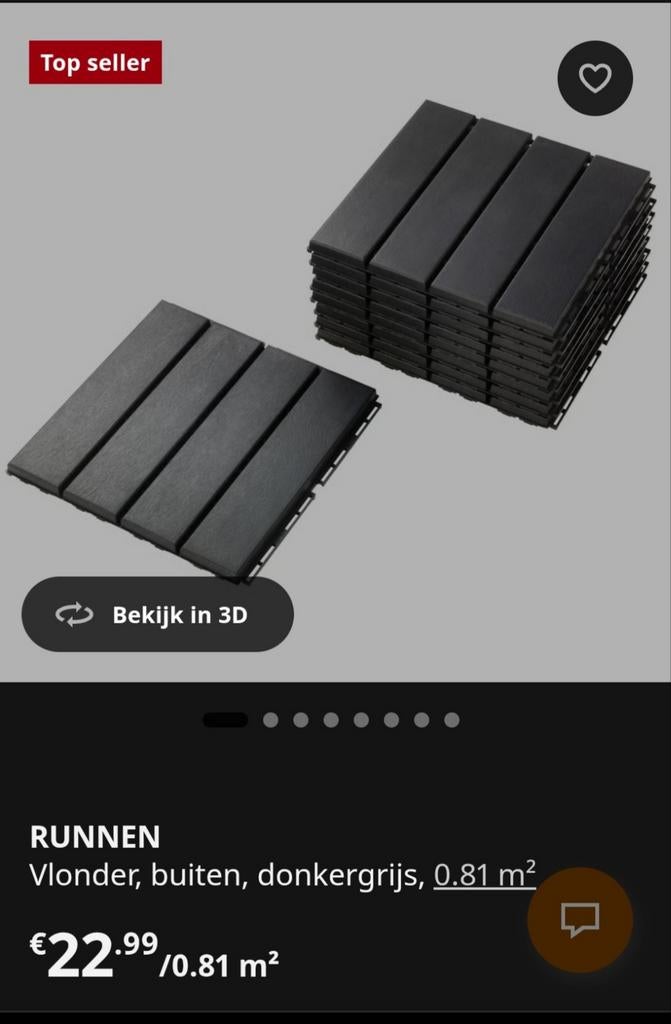 3× Runnen donkergrijs vlondertegels, z.g.a.n., Ophalen of Verzenden, Zo goed als nieuw, Composiet