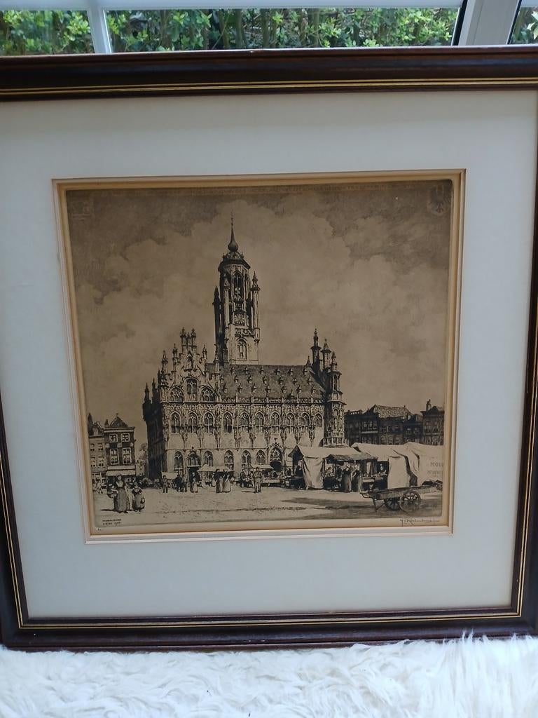 Ets Middelburg van Roodenburg mei 1940 (brief mbt Kögeler), Antiek en Kunst, Kunst | Etsen en Gravures, Ophalen of Verzenden