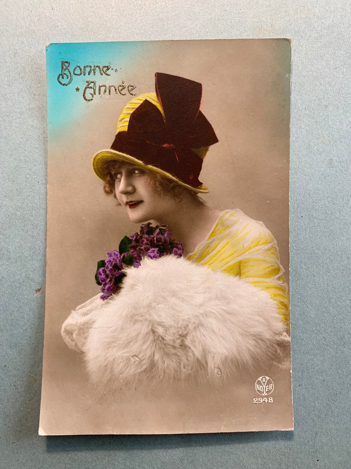 Bonne Année - dame met hoed, Ophalen of Verzenden, 1920 tot 1940, Gelopen, Feest(dag)