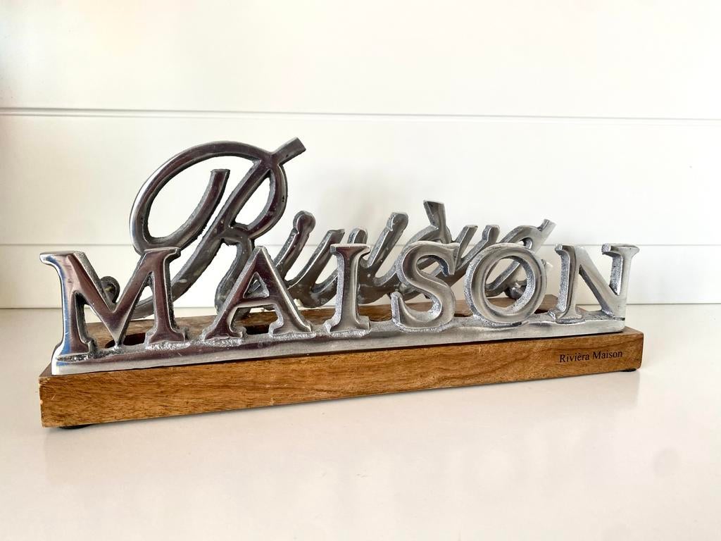 Riviera Maison waxinelicht houder metaal - hout, Ophalen of Verzenden, Metaal, Zilver, Landelijk