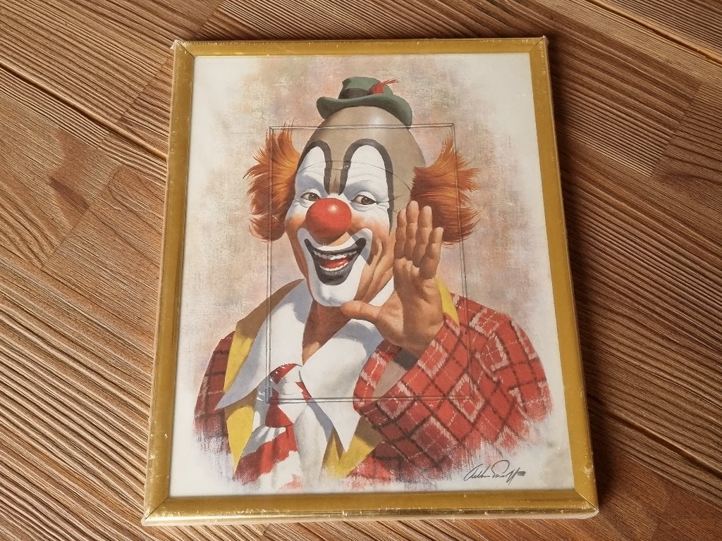 Vintage Schilderij Litho van Ringo The Clown Arthur Sarnoff, Antiek en Kunst, Kunst | Schilderijen | Klassiek, Verzenden, Portret of Personen