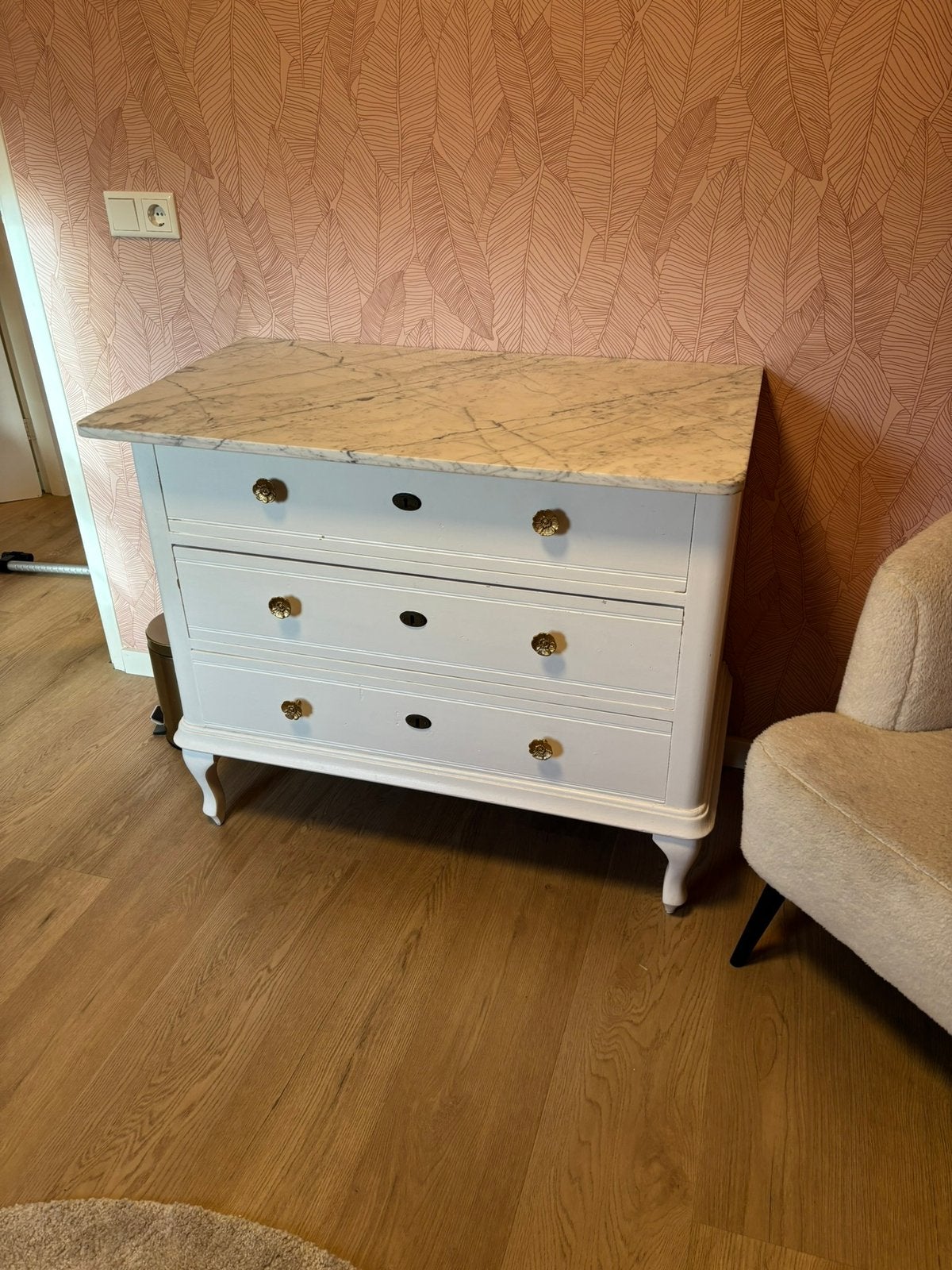 Commode met echt marmer blad, Kinderen en Baby's, Kinderkamer | Commodes en Kasten, Zo goed als nieuw, Commode, Minder dan 90 cm