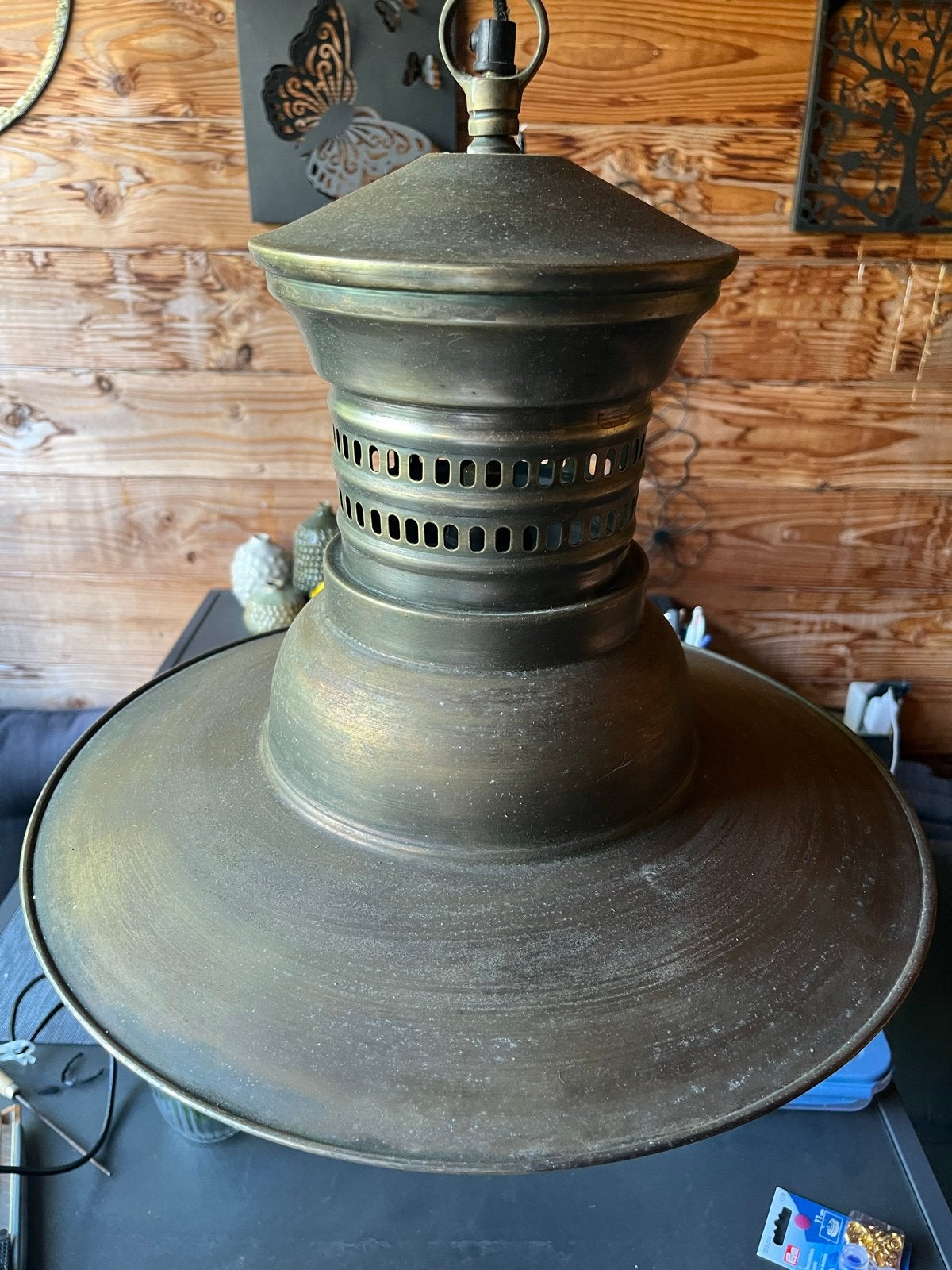 Koperen hanglamp - Vintage stijl, Ophalen, Gebruikt, Metaal, E27 (groot)