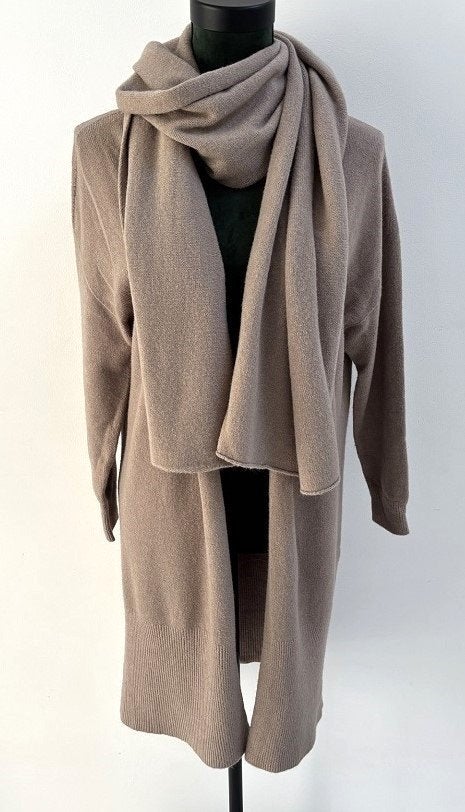 NIEUW! Max & Enjoy lang dames vest + sjaal TAUPE one size, Maat 38/40 (M), Max & Enjoy, Bruin, Verzenden