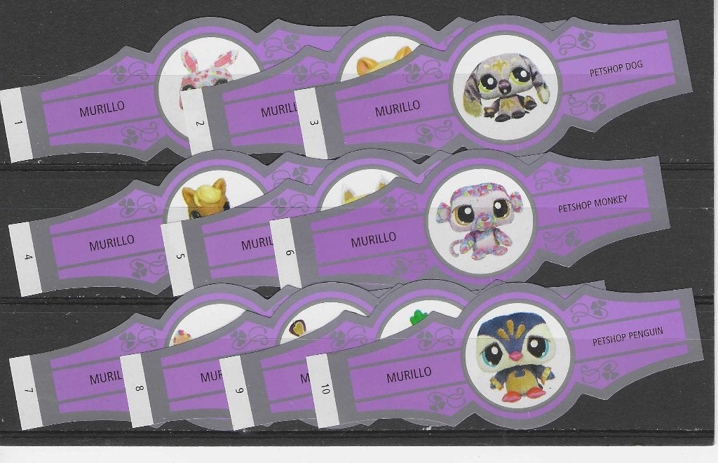 reeks 1586  petshop 1-10 sigarenbanden, Ophalen of Verzenden, Zo goed als nieuw, Sigarenbandjes