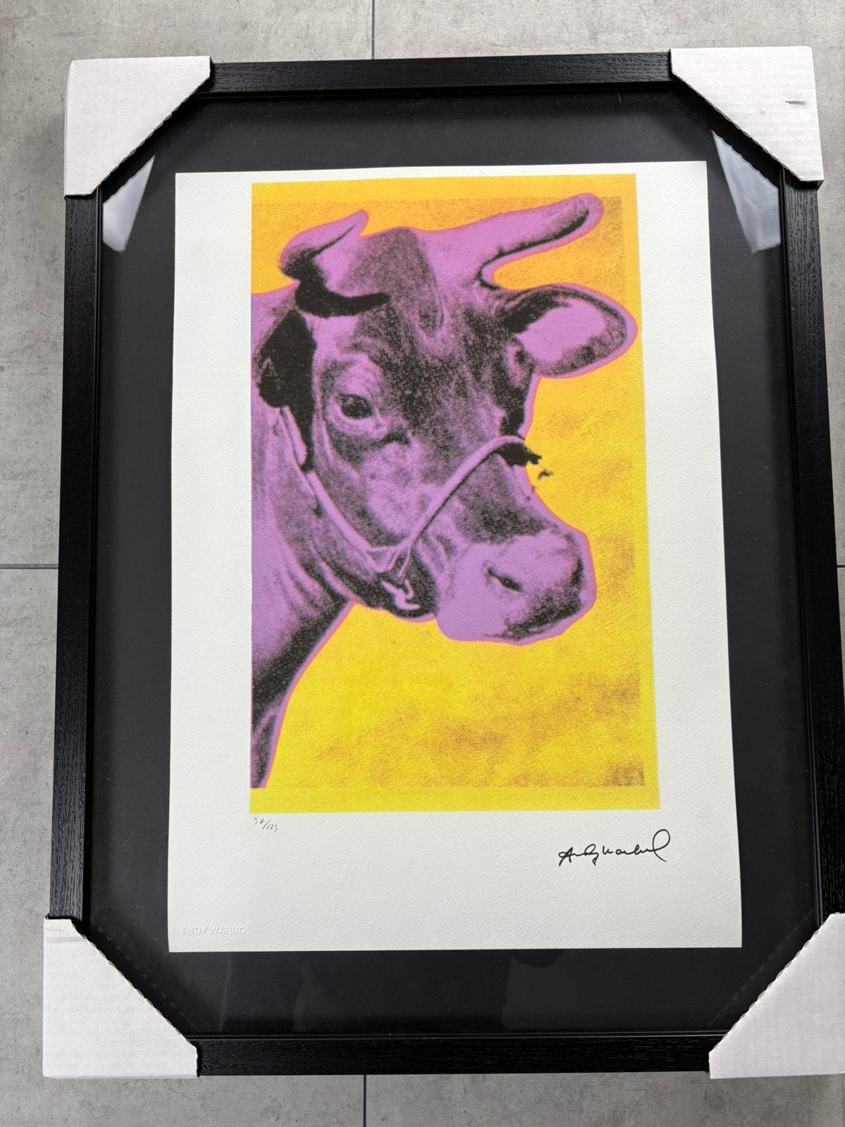 Andy Warhol Pop Art Koe Lithografie 54/125 + Certificaat, Papier/karton, Achter glas, Zeefdruk, Ophalen of Verzenden