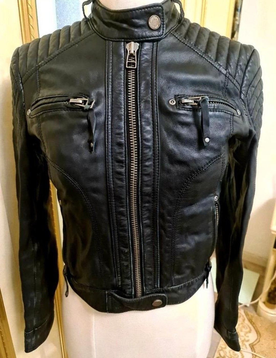 echt leer jas, Kleding | Heren, Ophalen of Verzenden, Zo goed als nieuw, Bruin