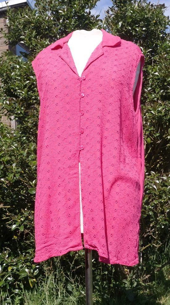 Fel - roze Zomer ( Hippie- ) Blouse, mt. M, met borduursel, Maat 38/40 (M), Carnaval, ., Ophalen of Verzenden