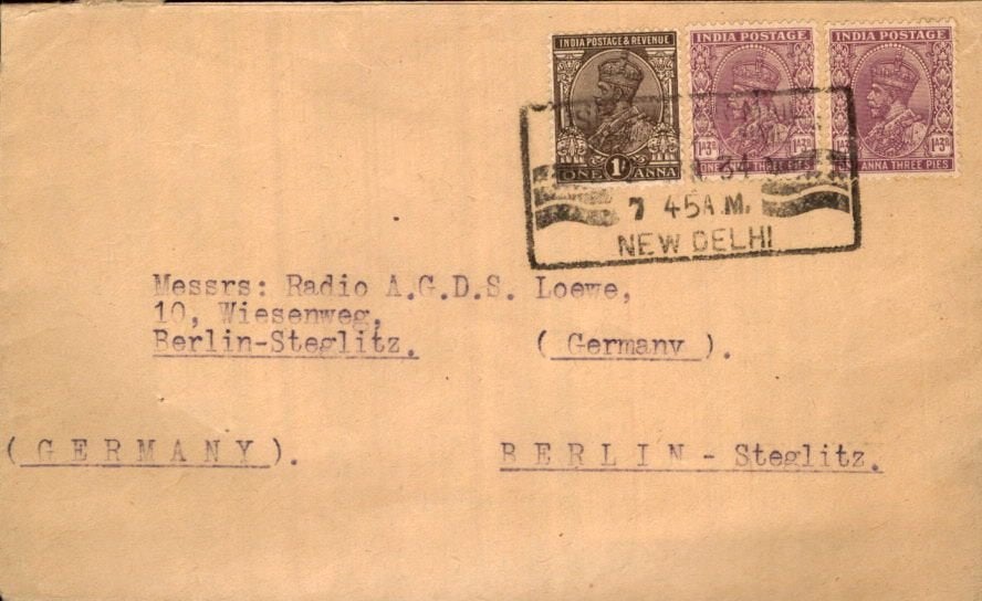 India - New Delhi - Duitsland - 1934, Verzenden, Envelop