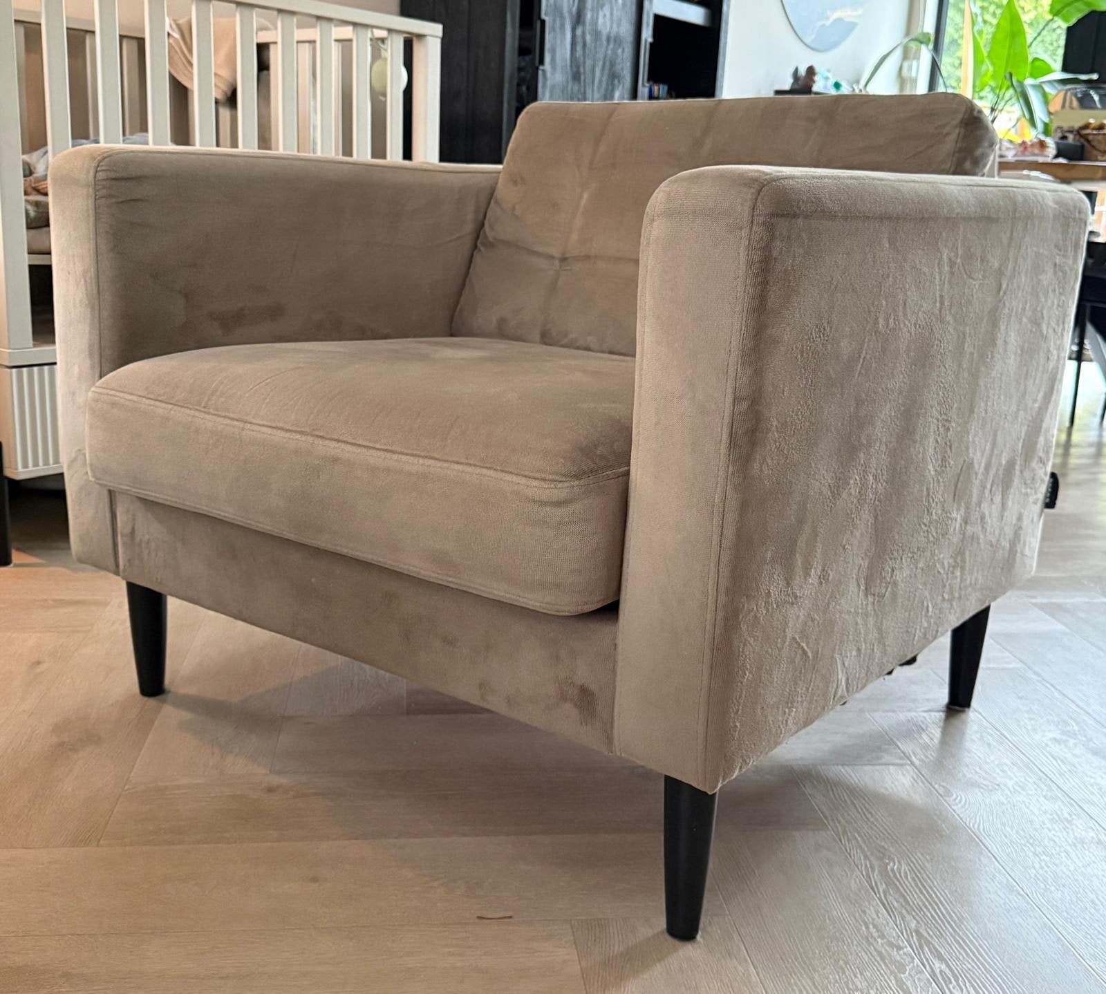Woood Loveseat - fauteuil - taupe, Ophalen, Overige maten, 75 tot 100 cm, Zo goed als nieuw