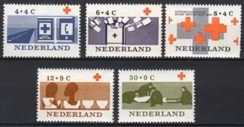 Nederland 1963 - nvph 795-799 - 100 jaar Rode Kruis, Postzegels en Munten, Ophalen of Verzenden, Na 1940