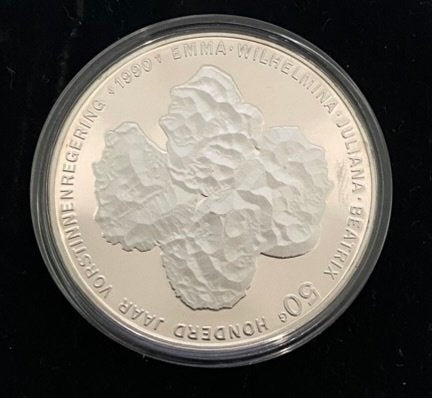 Zilveren 50 Gulden 1990 – 100 Jaar Vorstinnen – Proof nieuw, Postzegels en Munten, Munten | Nederland, Koningin Beatrix, Zilver