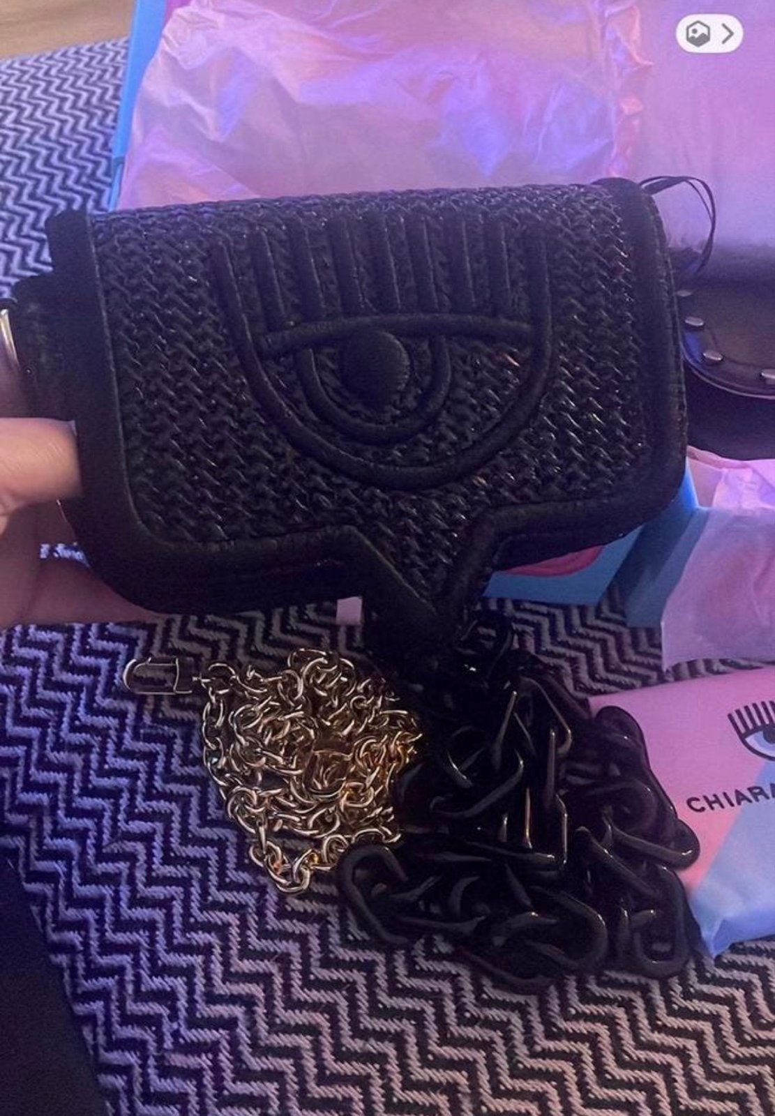 Nieuwe Chiara Ferragni schoudertasje met ketting, Ophalen of Verzenden, Nieuw, Zwart, Schoudertasje