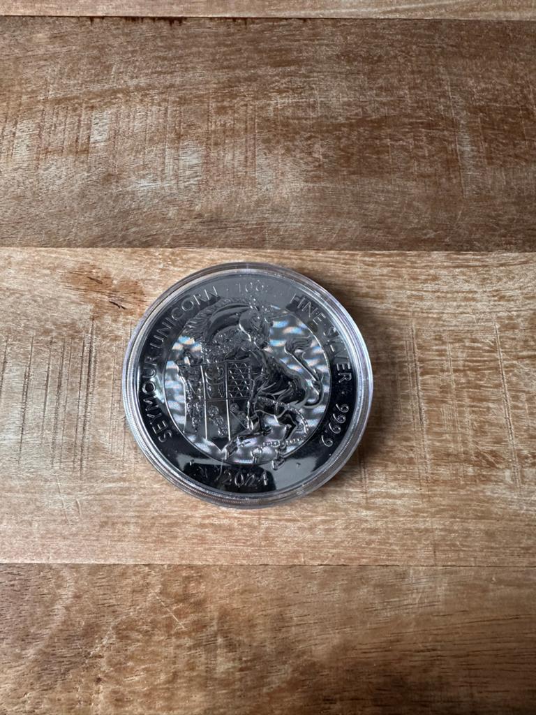 2024 Queens Beasts 10 oz The Unicorn 10 Pounds Zilveren Munt, Ophalen, Losse munt, Zilver
