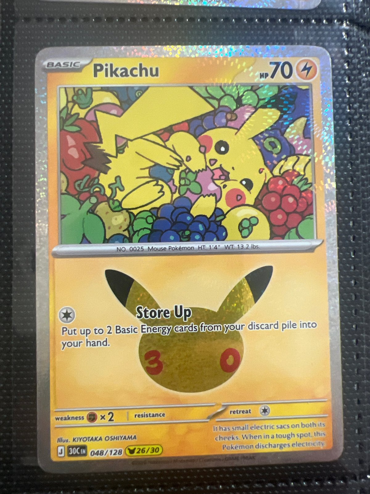 Pikachu 048/128 Holo Foil Pokémon Kaart, Hobby en Vrije tijd, Ophalen of Verzenden, Zo goed als nieuw, Losse kaart, Foil