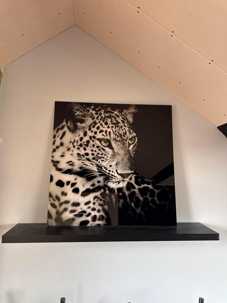 Glazen schilderij luipaard, Huis en Inrichting, Ophalen, Zo goed als nieuw, Schilderij, 50 tot 75 cm