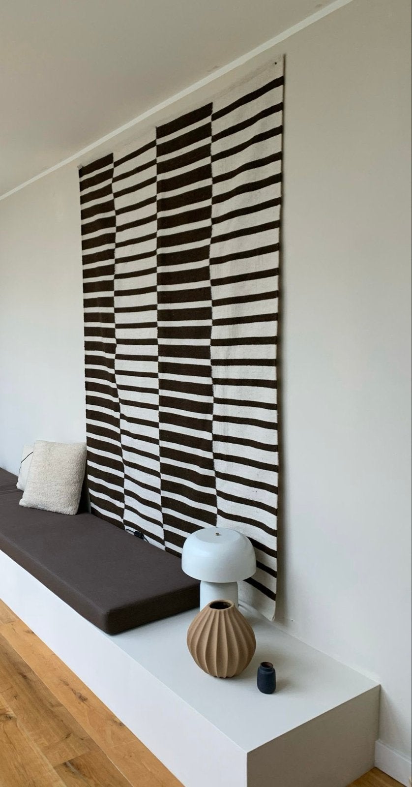 Zara Home bruin-creme gestreept kleed 160x230 cm, 150 tot 200 cm, 200 cm of meer, Ophalen of Verzenden, Zo goed als nieuw