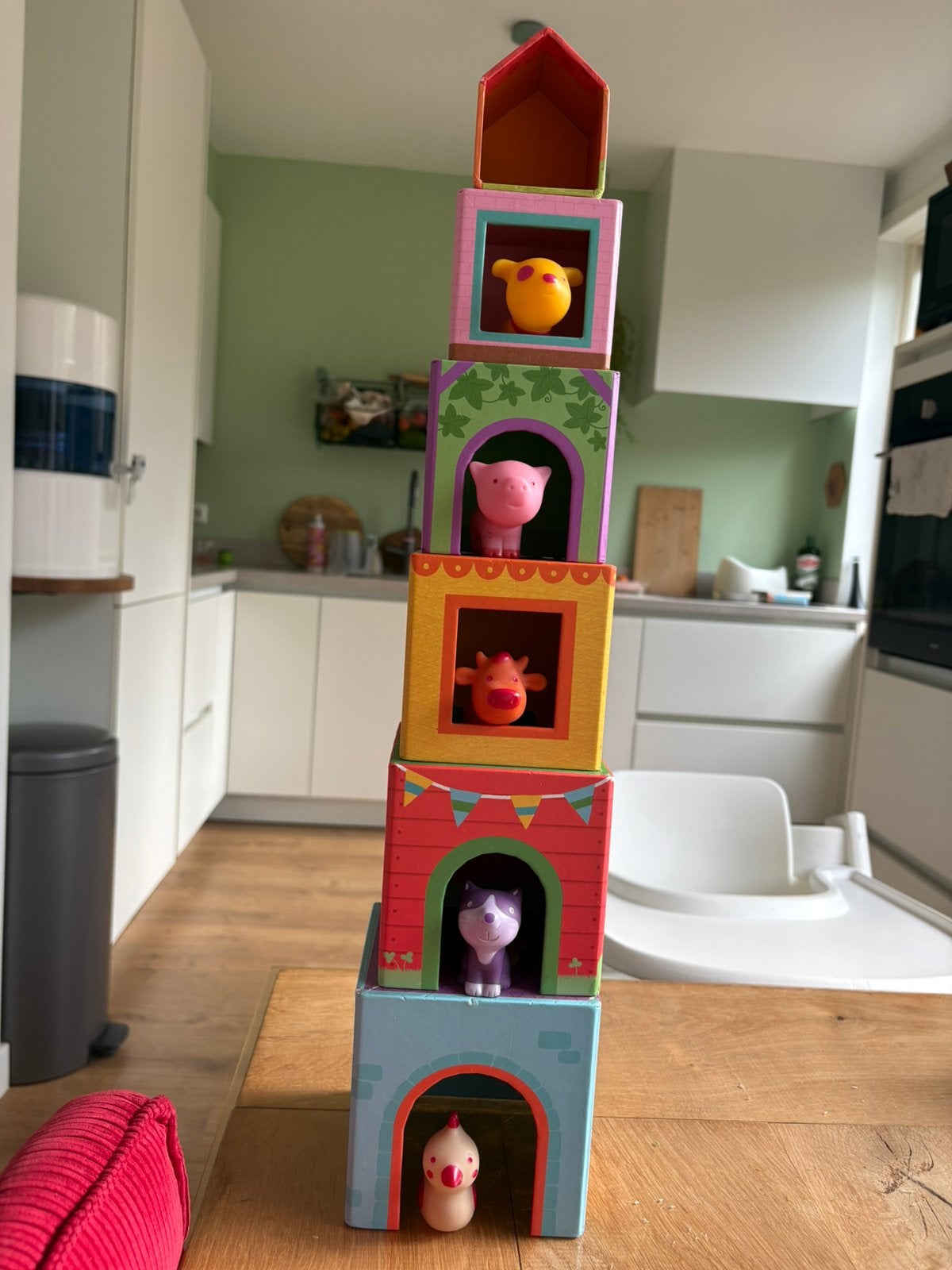 Stapeltoren van Djeco met 5 dieren, Ophalen of Verzenden, Gebruikt, Overige typen