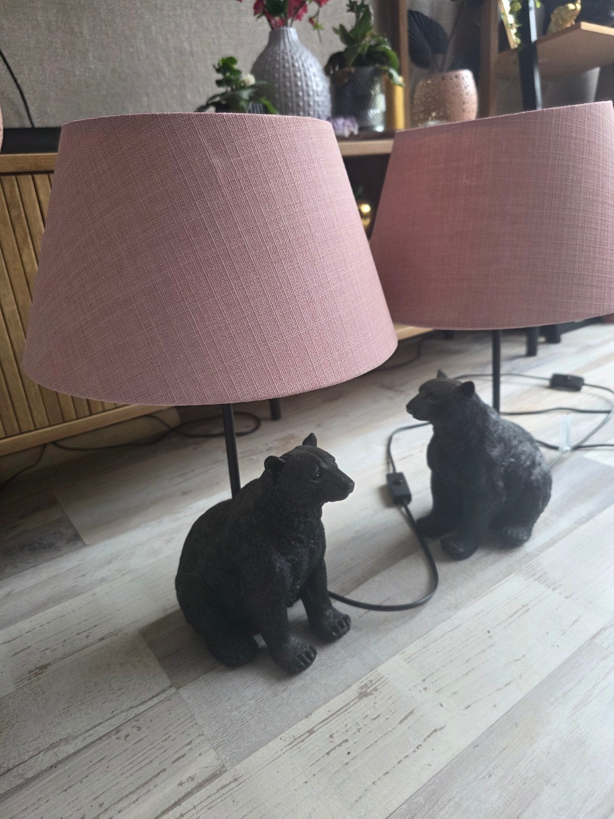 Leuke beren lampen met roze kap, set van 2, Ophalen, Zo goed als nieuw