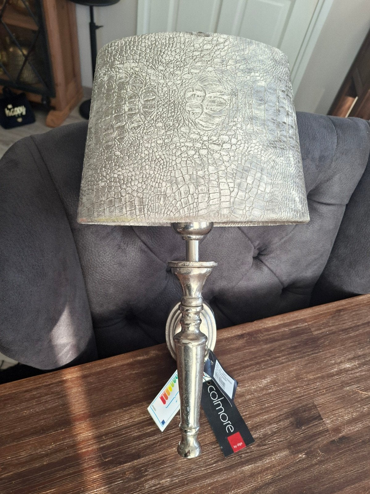 Colmore wandlamp met zilveren kap, Overige fittingen, Ophalen of Verzenden, Zo goed als nieuw, Overige merken