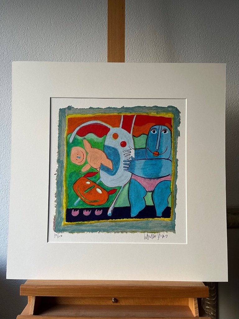 Wouter stips, zeefdruk Blauwe man, Ophalen