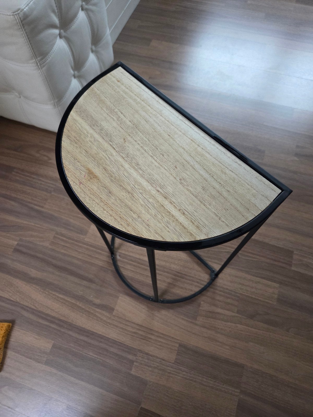 Klein bijzettafeltje metaal met houten blad, Huis en Inrichting, Minder dan 55 cm, Gebruikt, Metaal of Aluminium, Ophalen of Verzenden
