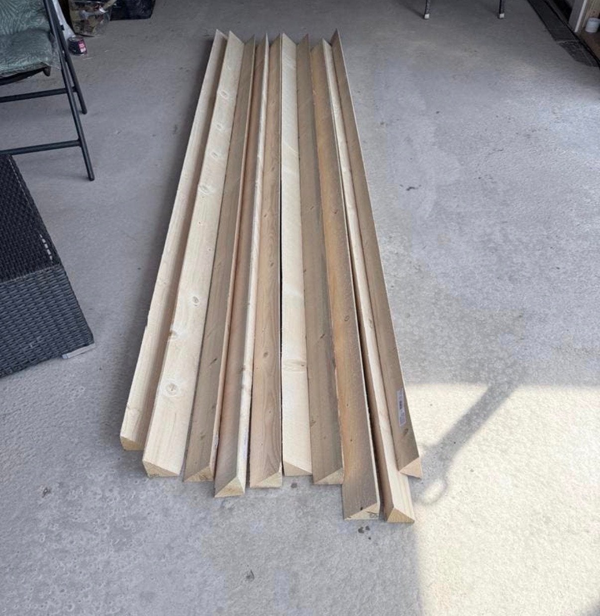 Nieuwe Vuren Mastiekklossen 75x75mm, 270cm lang, Ophalen, Nieuw, 250 tot 300 cm, 50 mm of meer