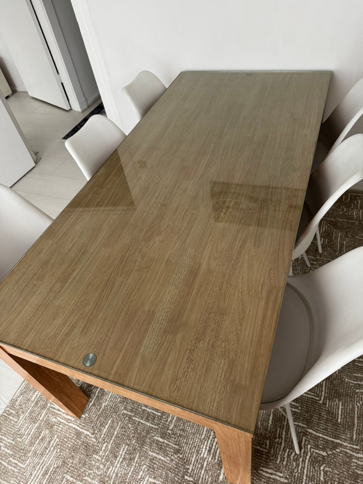 Mooie eettafel met glasplaat, Ophalen, 50 tot 100 cm, Zo goed als nieuw, Vijf personen of meer