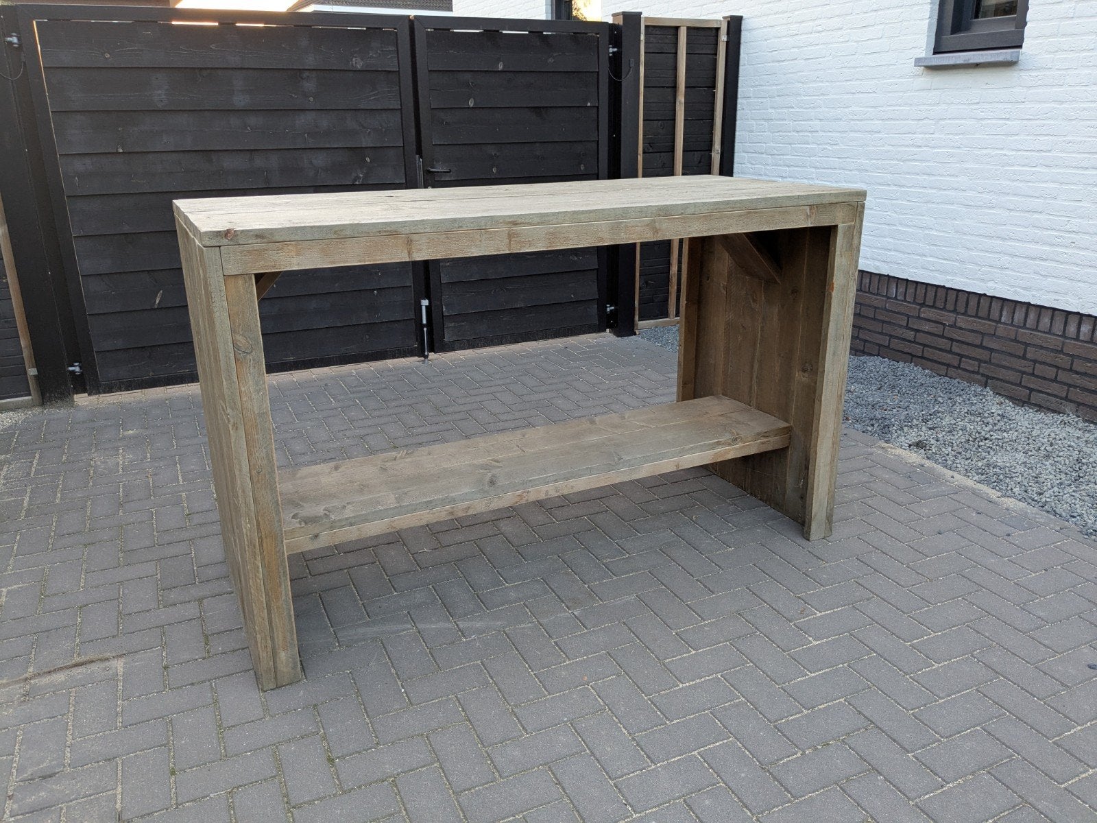Steigerhouten Hangtafel / Bartafel (180x77x110 cm), Ophalen, Gebruikt