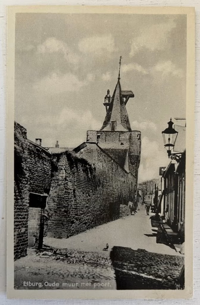 Oude Ansichtkaart - Elburg - Oude muur met poort, Ophalen of Verzenden, 1940 tot 1960, Ongelopen, Gelderland