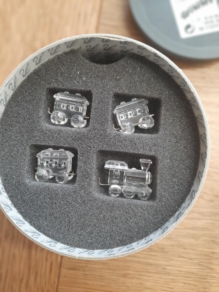 Swarovski. Trein met 3 wagens en spiegelplaatje, Verzamelen, Swarovski, Ophalen, Zo goed als nieuw, Figuurtje