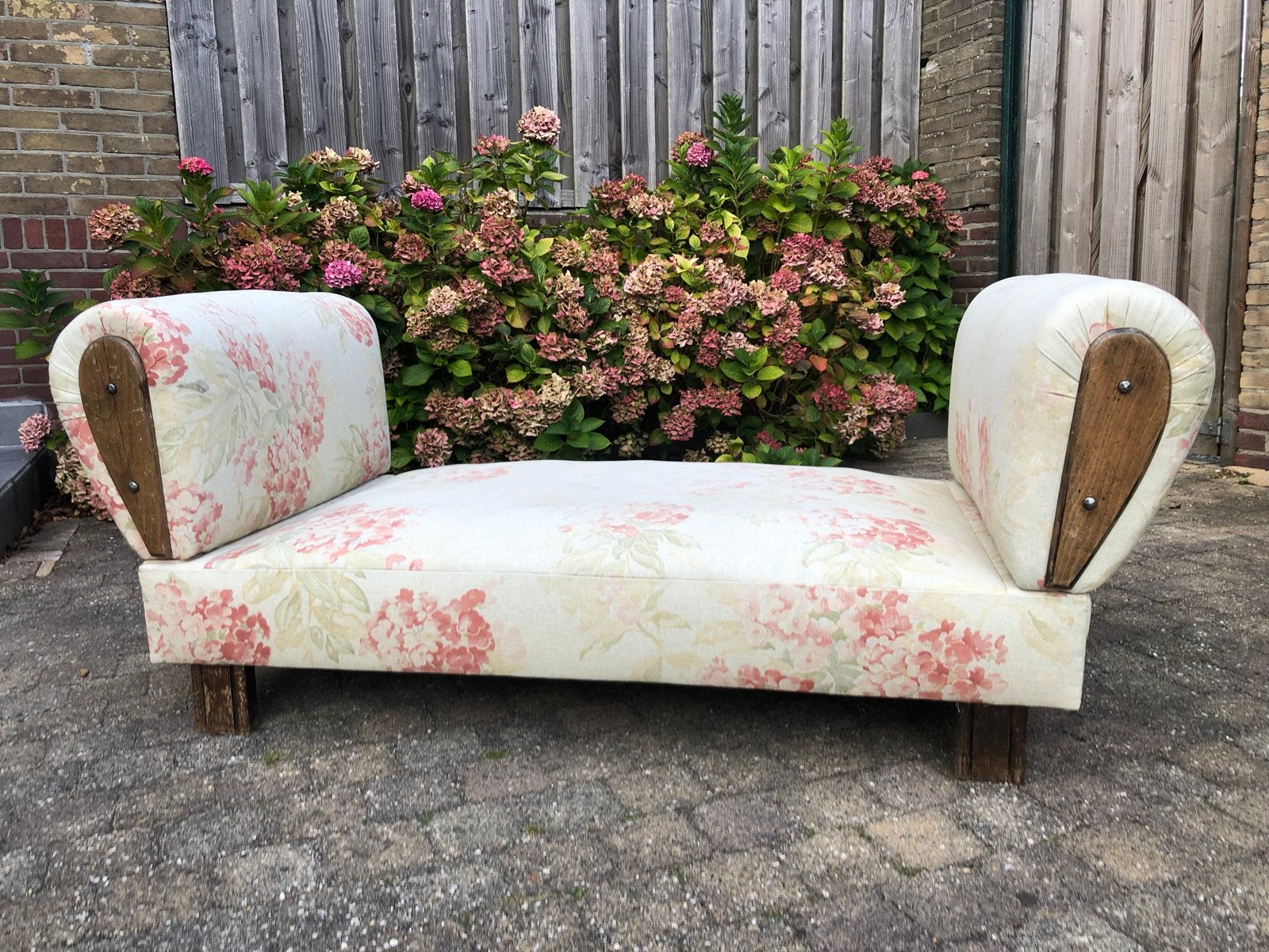 Vintage Divan/Chaise Longue met Bloemenprint, Huis en Inrichting, Ophalen, Gebruikt, Eenpersoons, 150 tot 200 cm