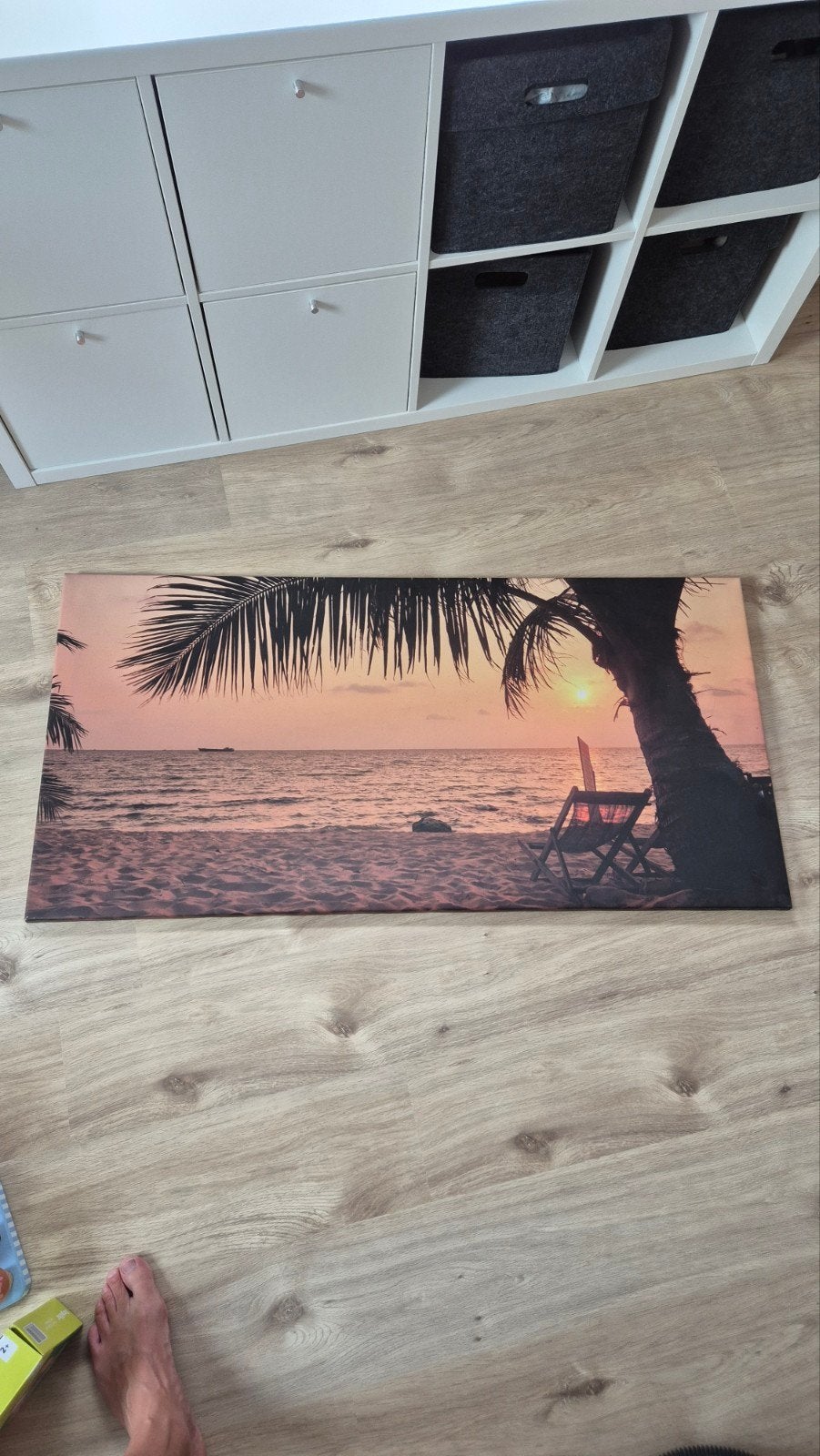 Canvas schilderij zonsondergang strand 120x60 cm, Ophalen