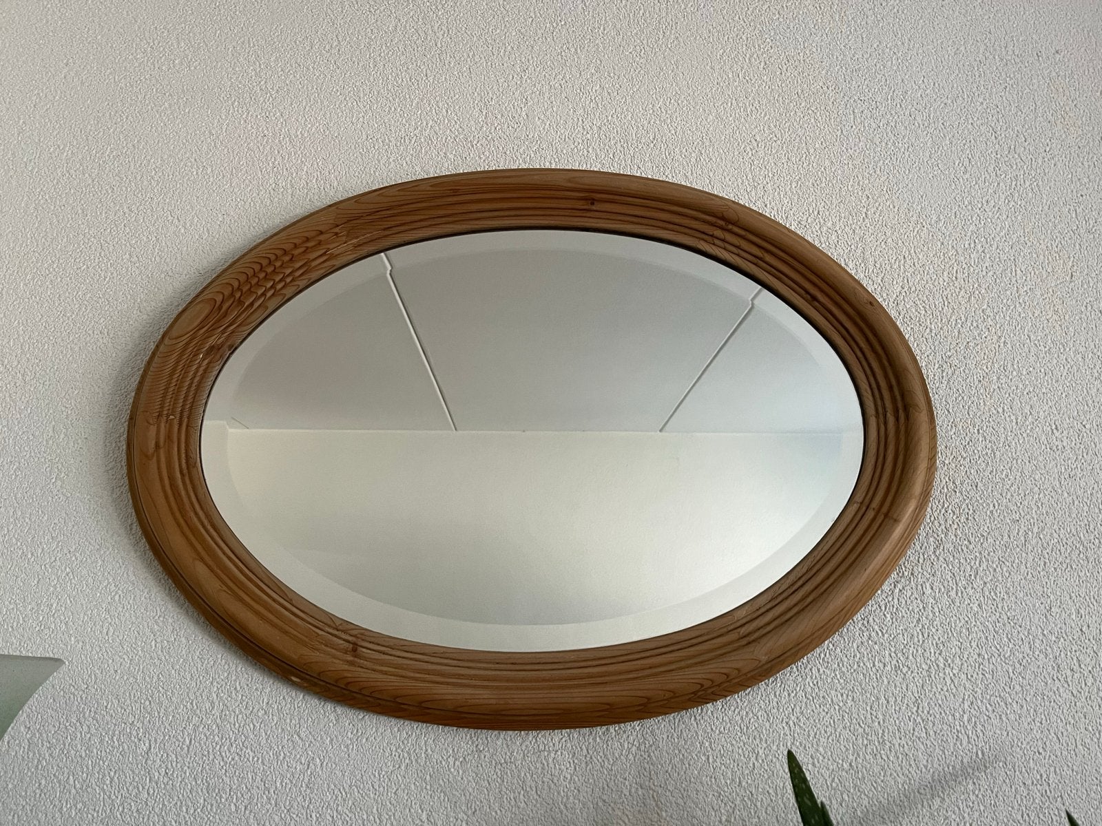 Ovale spiegel met geloogd grenen lijst, Ophalen, Ovaal, 50 tot 100 cm, Minder dan 100 cm