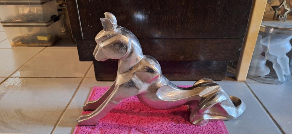 Panter katachtige aluminium beeld groot, Antiek en Kunst, Ophalen