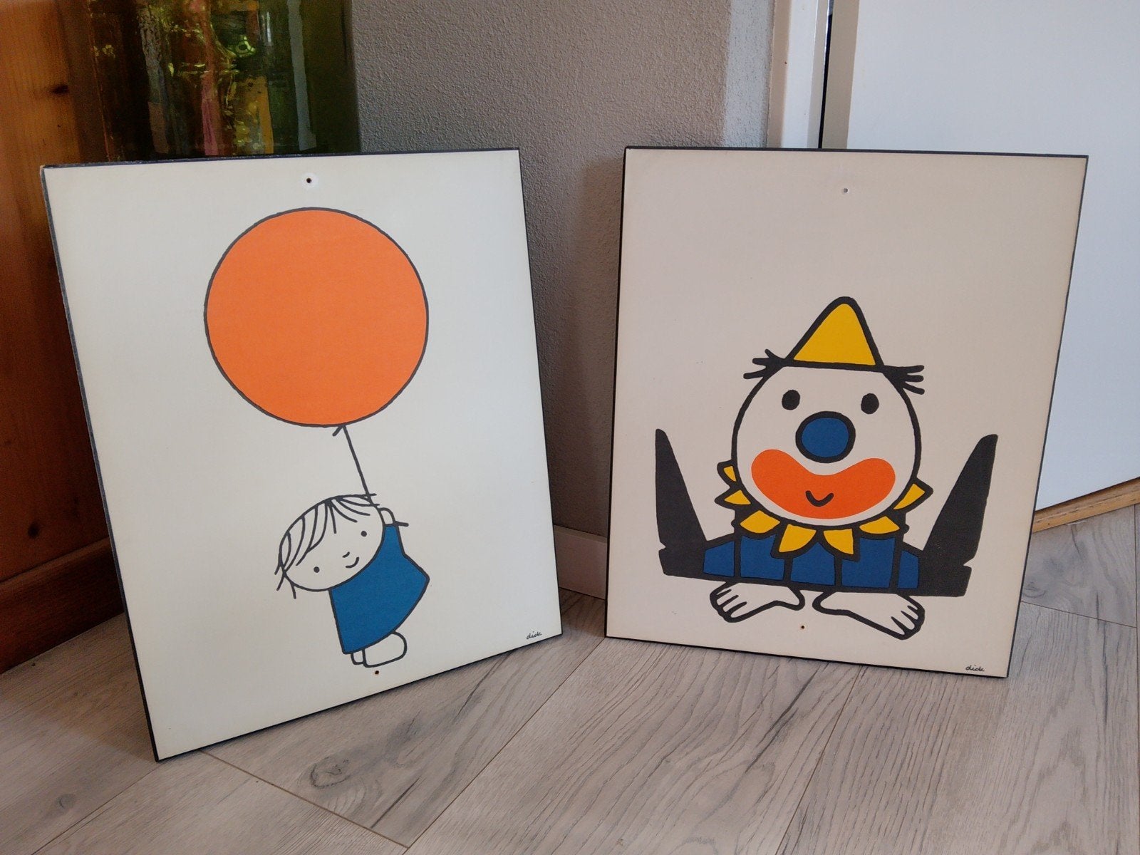 Vintage Dick Bruna - Nijntje kinderprenten (2 stuks), Antiek en Kunst, Figuren, Hout, Ophalen of Verzenden, Print