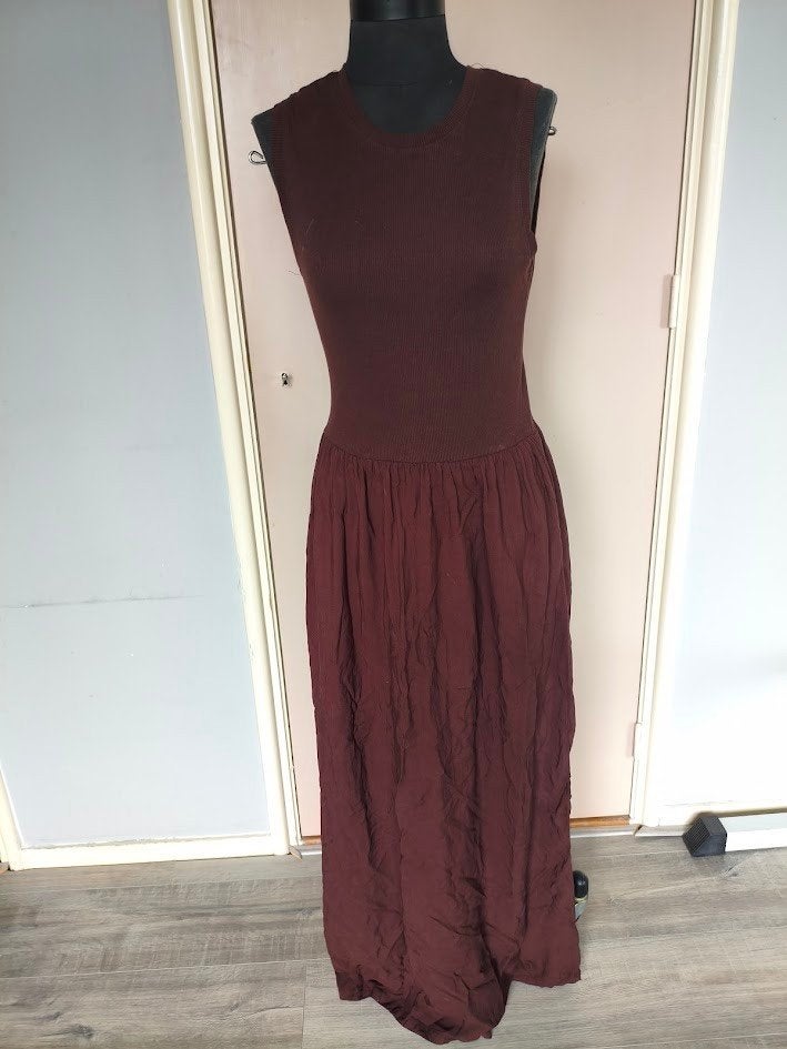 Zeeman bruine dames combi jurk rib / plooi, Bruin, Zeeman, Ophalen of Verzenden, Zo goed als nieuw