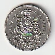 50  cent  1974  Canada. km. 75.1, Ophalen of Verzenden, Noord-Amerika, Losse munt