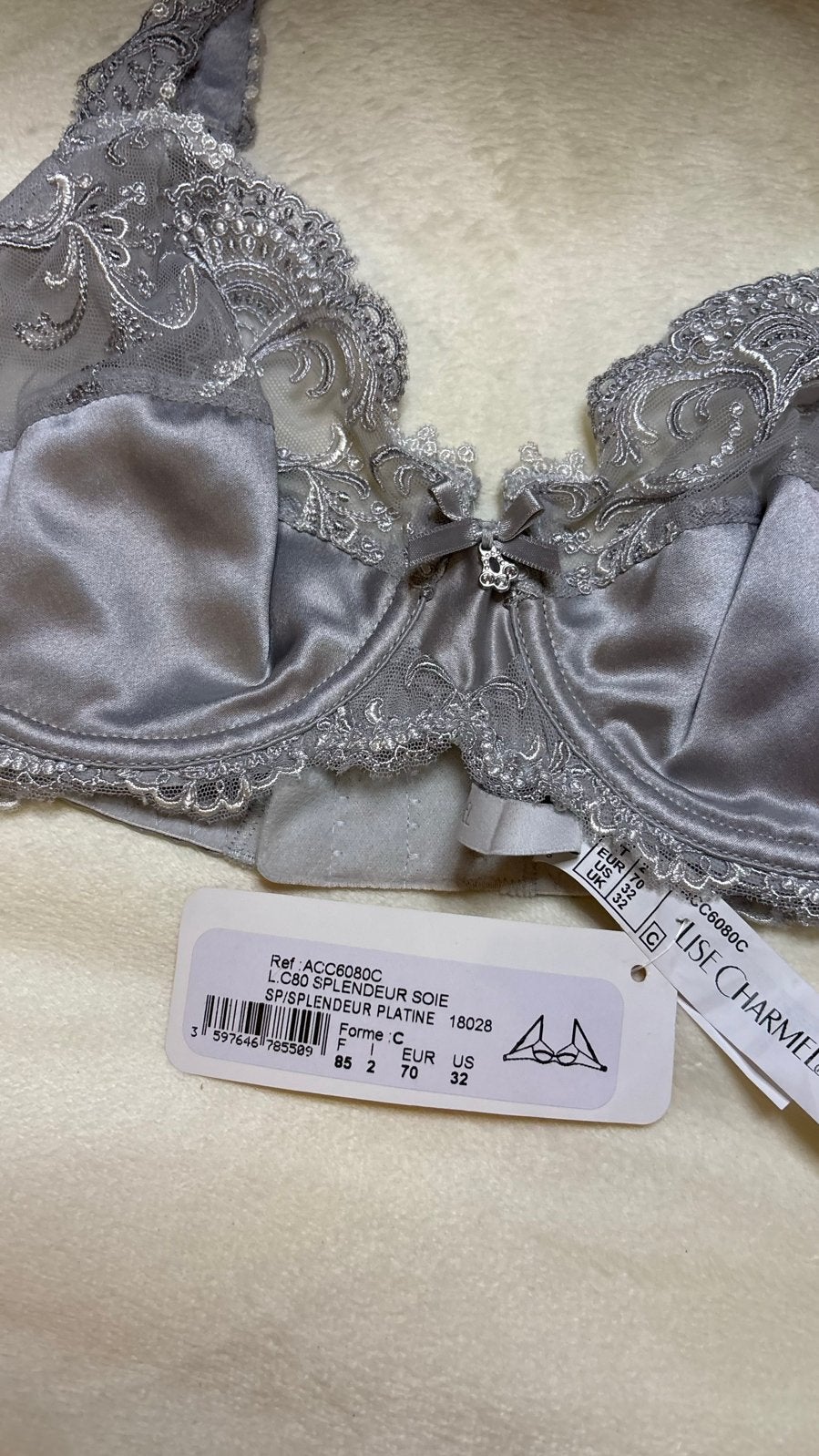 Lise Charmel BH 70C - Splendeur Soie Platine, Verzenden, Grijs, BH