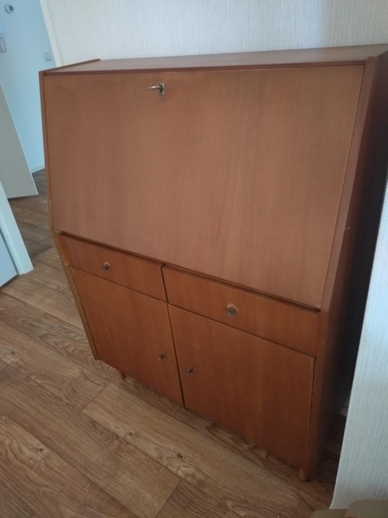 Vintage jaren '60 secretaire/bureaukast, Ophalen, Gebruikt, Jaren '60, Vintage, Retro