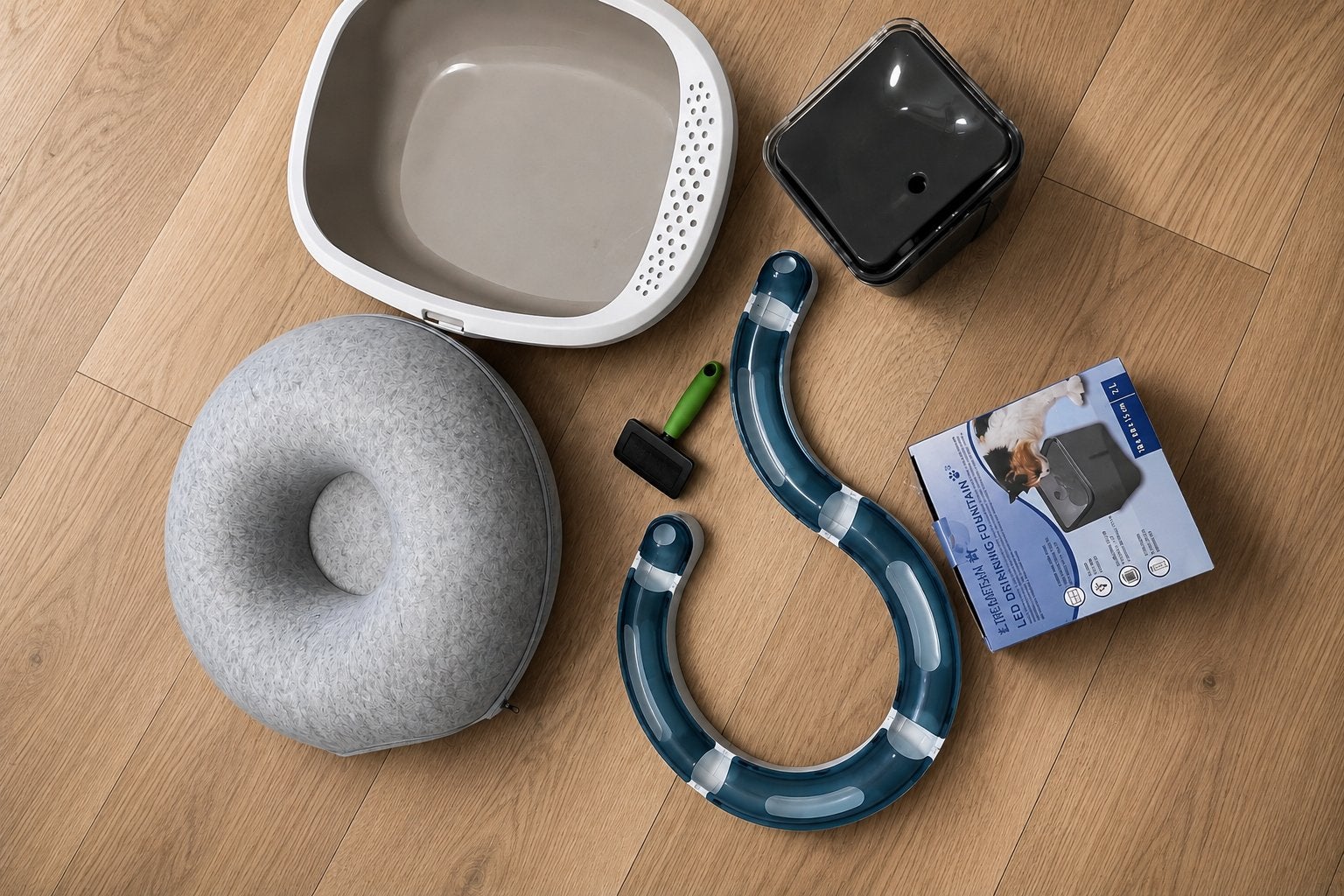 Kattenbenodigdheden set – Kattenmand, drinkfontein……, Ophalen of Verzenden