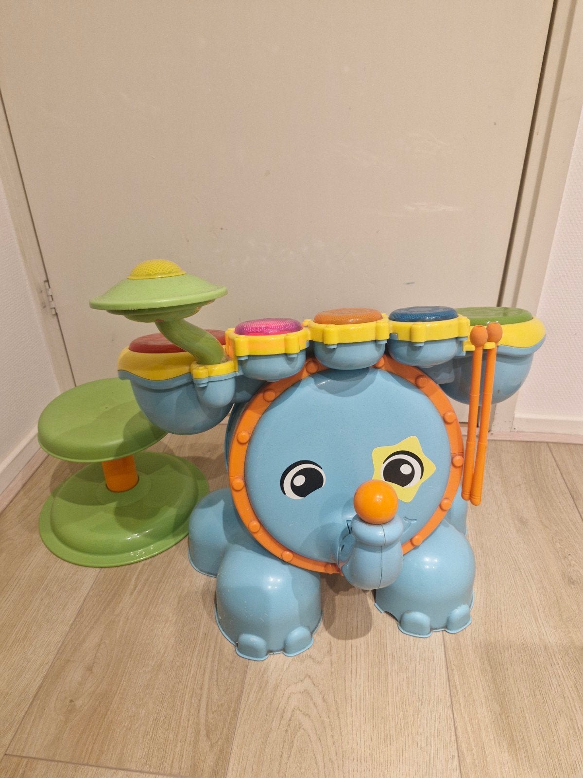 VTech Baby Rock en leer Olifant Drumstel met Krukje en Gelui, Ophalen of Verzenden, Gebruikt
