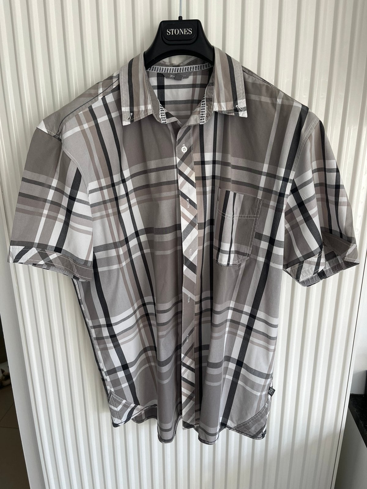 Prachtig geruit JBC herenhemd (Korte mouw) – Maat XL, Ophalen of Verzenden, Zo goed als nieuw, Halswijdte 43/44 (XL)